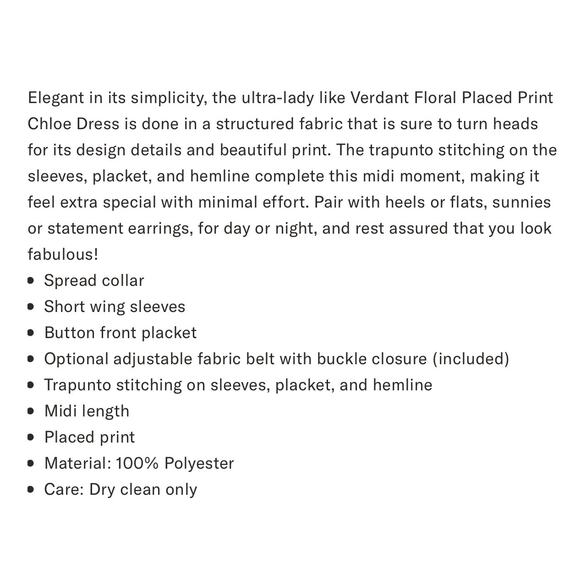 TUCKERNUCK Black Verdant Floral Chloe Dress NWT Size Large (Missing Belt) - Picture 10 of 12